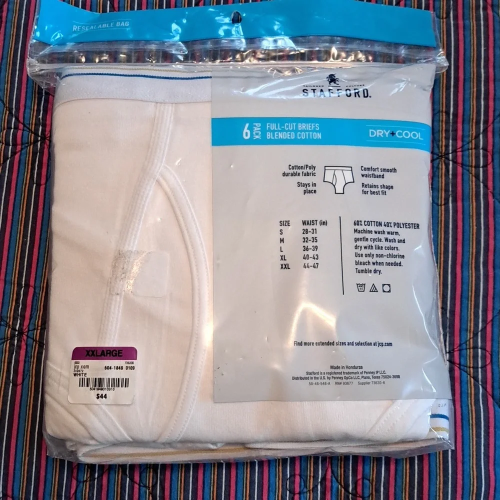 Stafford 6pk full cut briefs XXL Dry+Cool cotton